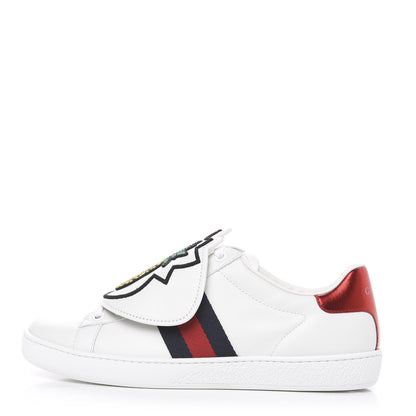 Gucci Calfskin Ayers Crystal Web Womens New Ace Pineapple Sneakers 37 White 1 of 9