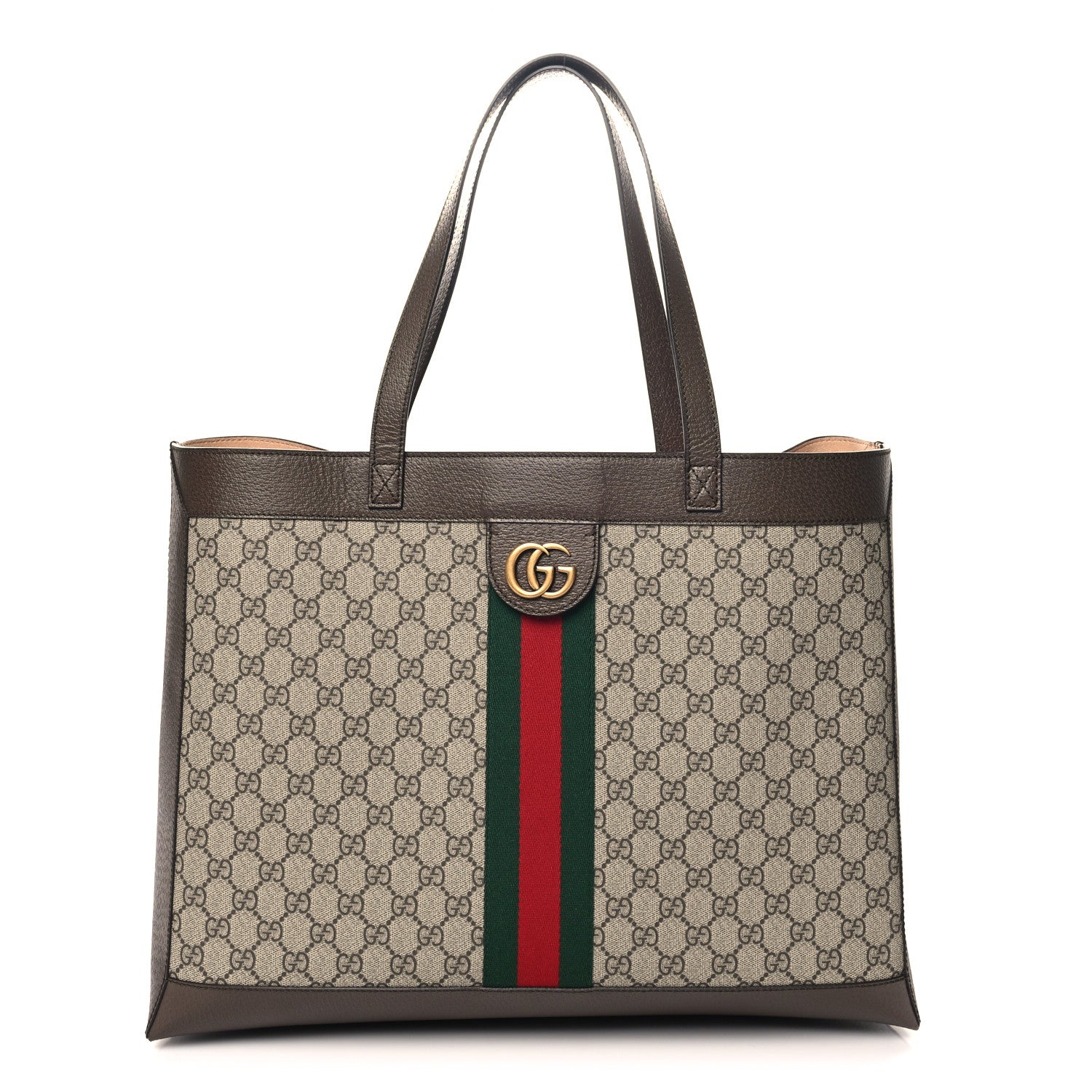 Gucci GG Supreme Monogram Web Ophidia Tote Brown 1 of 11