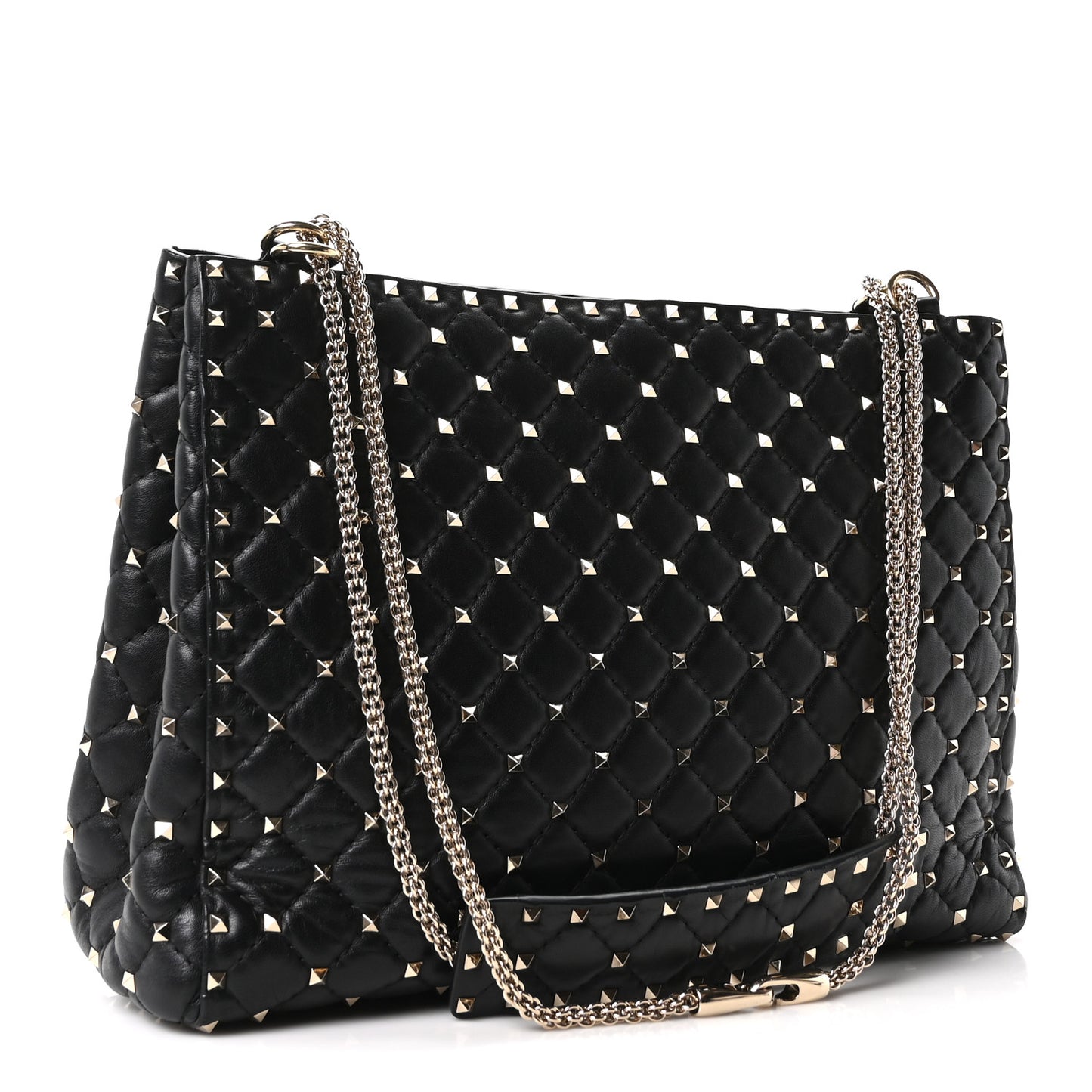 Nappa Rockstud Spike Shoulder Tote Black