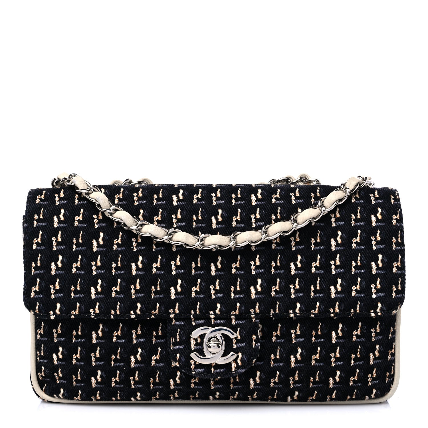 Chanel Canvas Lambskin Medium Flap Black Beige Multicolor 1 of 11