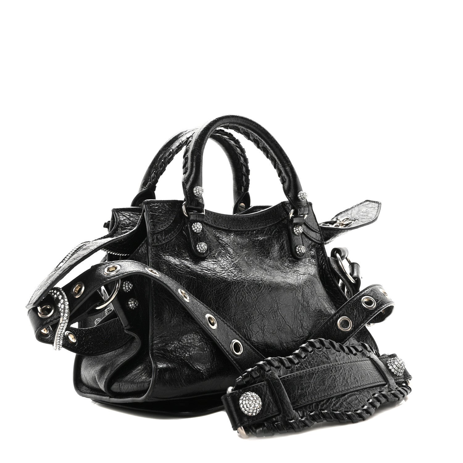 Balenciaga Agneau Arena Crystal Neo Cagole Handbag XS Black 3 of 10