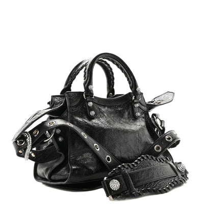 Balenciaga Agneau Arena Crystal Neo Cagole Handbag XS Black 3 of 10