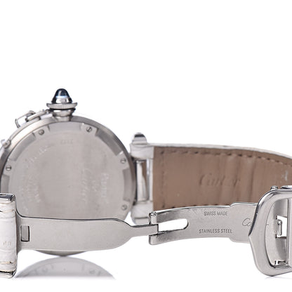 Cartier Stainless Steel Alligator Mother of Pearl 35mm Pasha C Automatic Watch 5 of 8