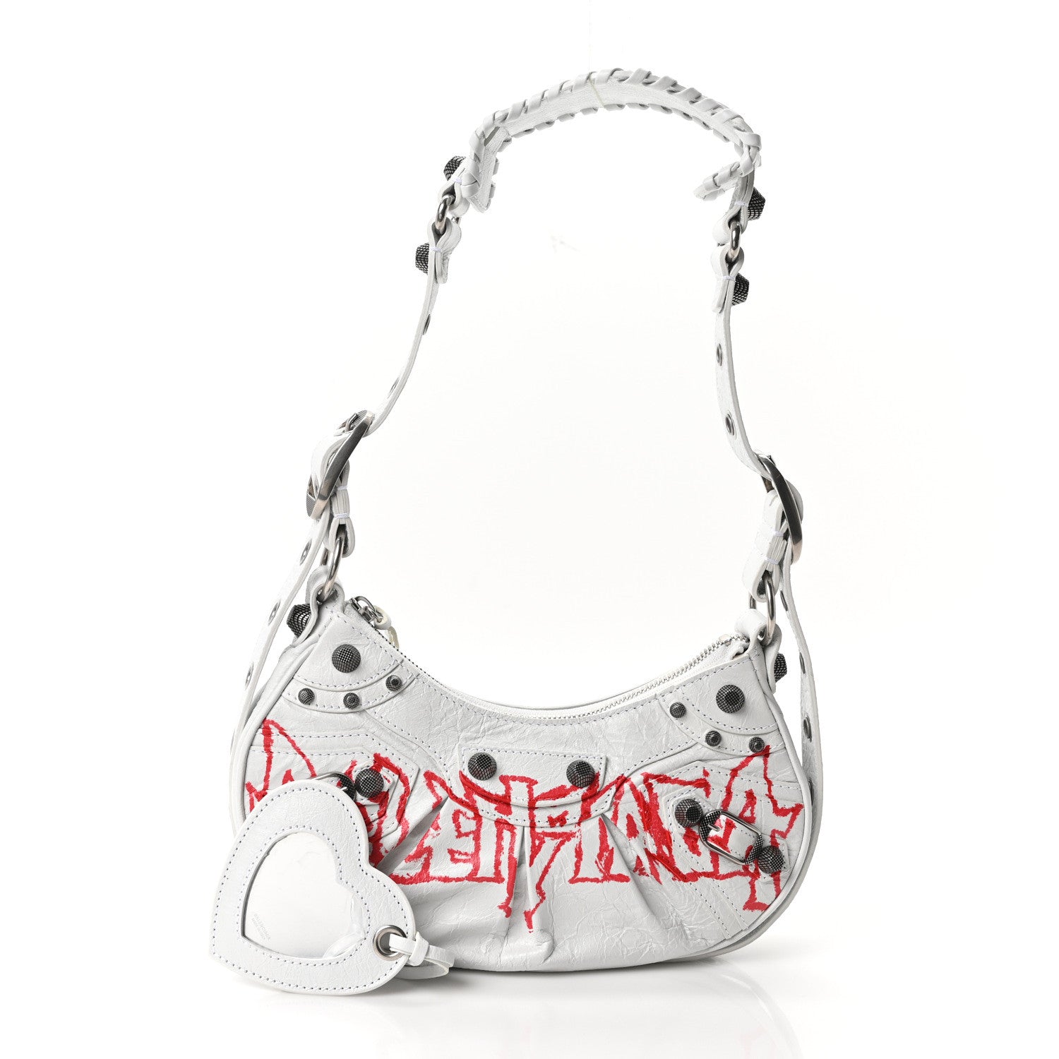 Balenciaga Agneau Arena Lunar New Year Graffiti Logo Le Cagole Shoulder Bag XS Optic White 3 of 11