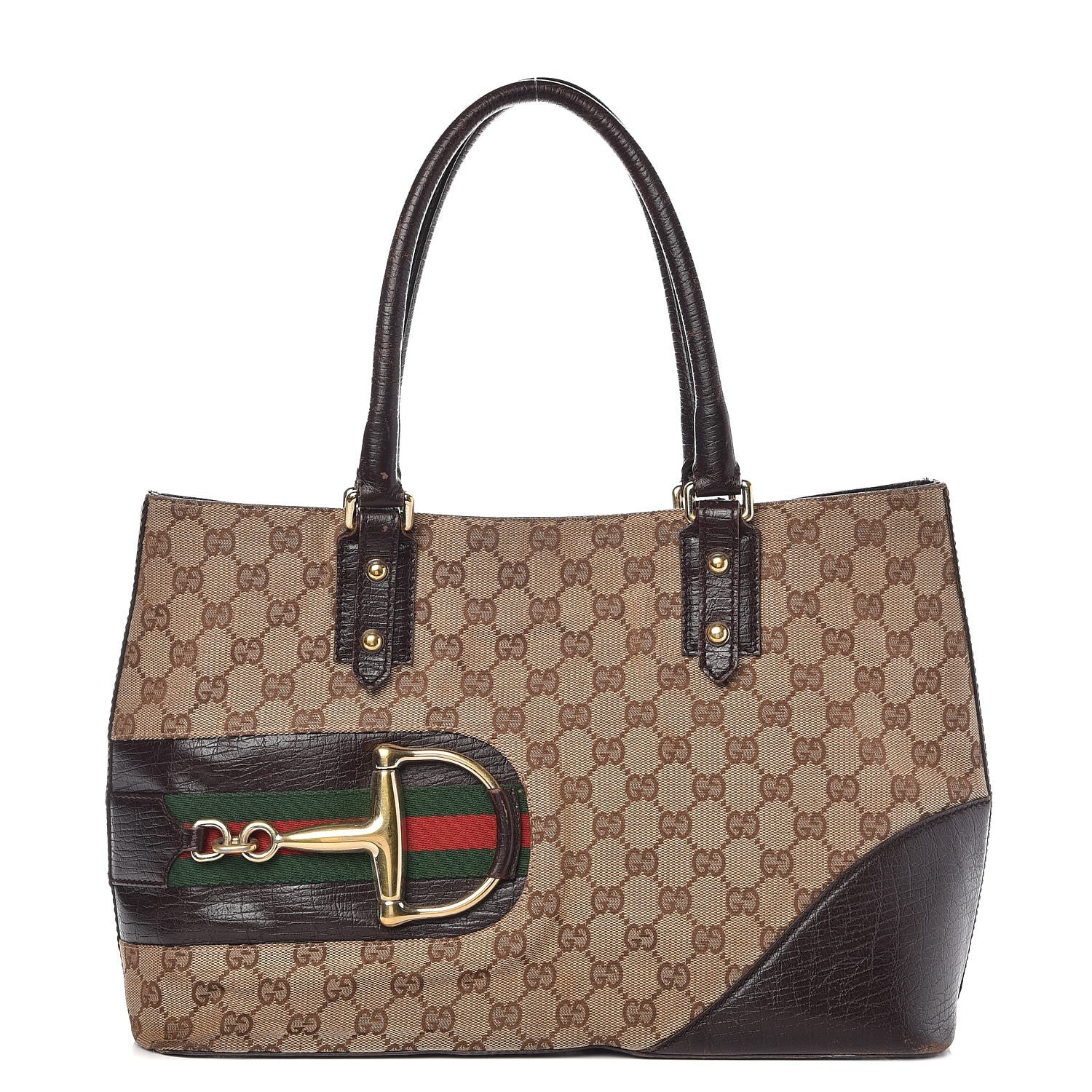 Gucci Monogram Medium Hasler Tote Dark Brown 1 of 13