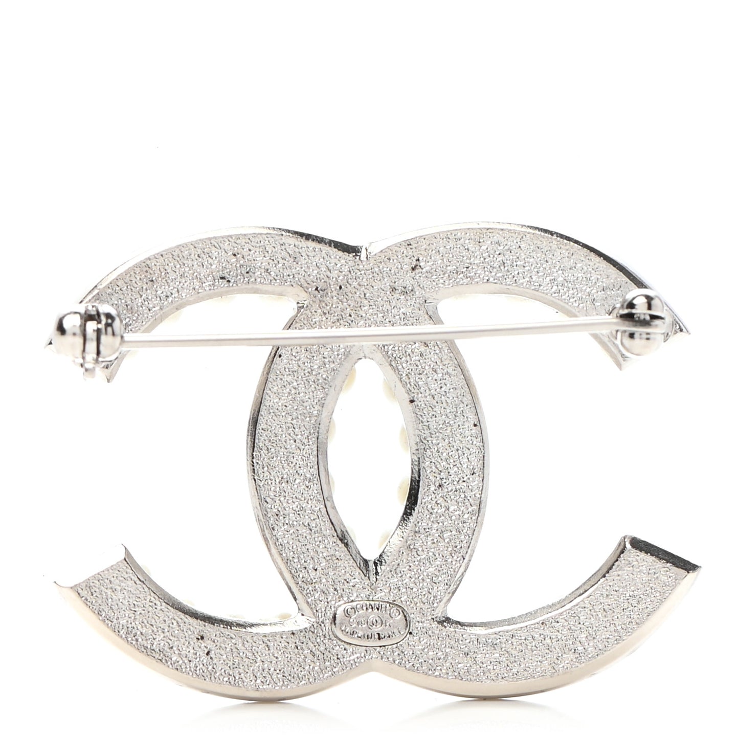Pearl Crystal CC Snow Palace Brooch Silver