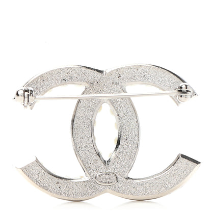 Chanel Pearl Crystal CC Snow Palace Brooch Silver 3 of 4