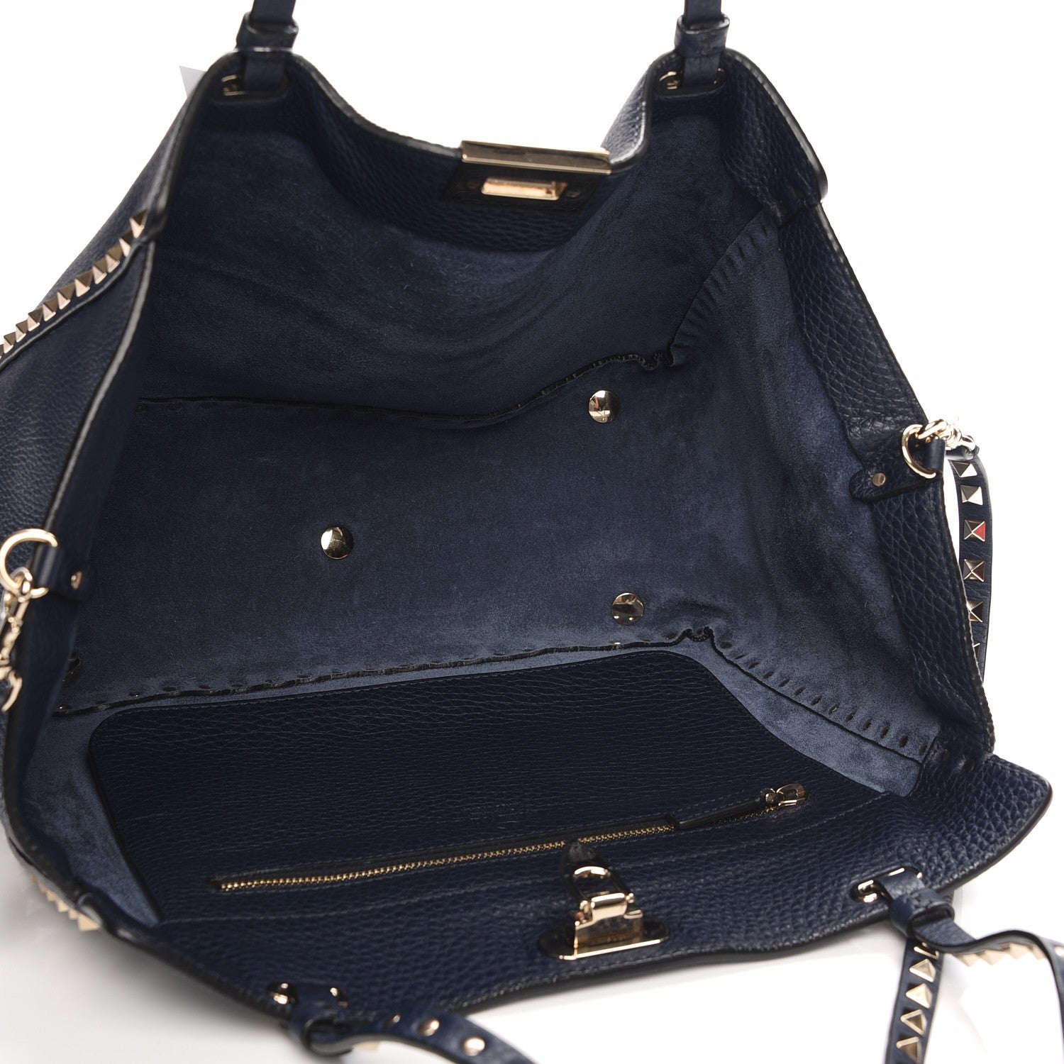 Valentino Garavani Pebbled Calfskin Medium Rockstud Tote Marine 6 of 8