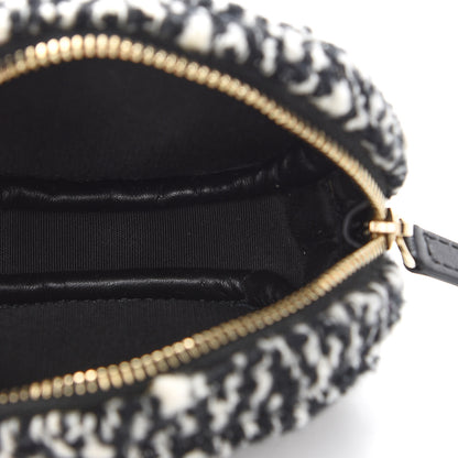 Chanel Tweed Shearling Round Clutch With Chain and Coin Purse Black and White 5 of 10