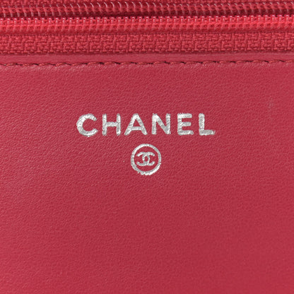 Chanel Lambskin Quilted Wallet On Chain WOC Dark Pink 6 of 14