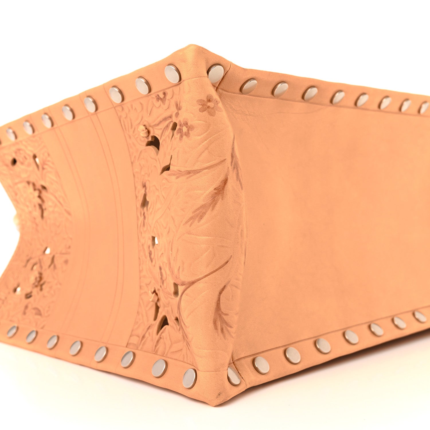 Christian Dior Calfskin Laser Cut Studded Medium Book Tote Beige 9 of 14