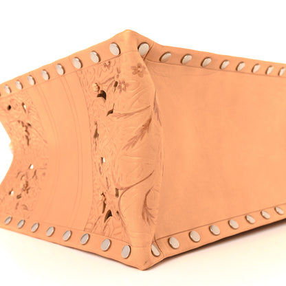 Christian Dior Calfskin Laser Cut Studded Medium Book Tote Beige 9 of 14