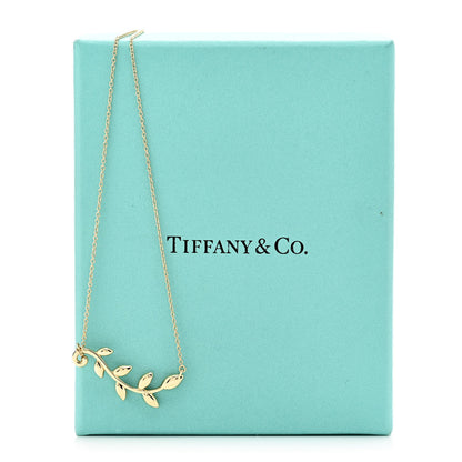 Tiffany 18K Yellow Gold Paloma Picasso Olive Leaf Vine Pendant Necklace 6 of 6