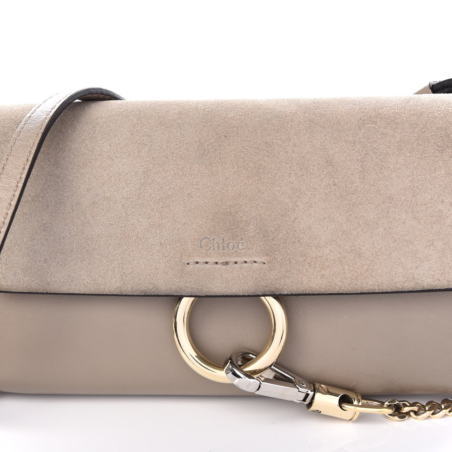 Chloe Suede Calfskin Mini Faye Shoulder Bag Motty Grey 9 of 11