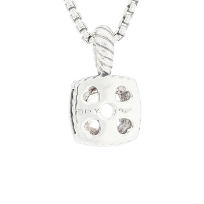 David Yurman Sterling Silver Diamond Prasiolite 7mm Petite Albion Pendant Necklace 5 of 5