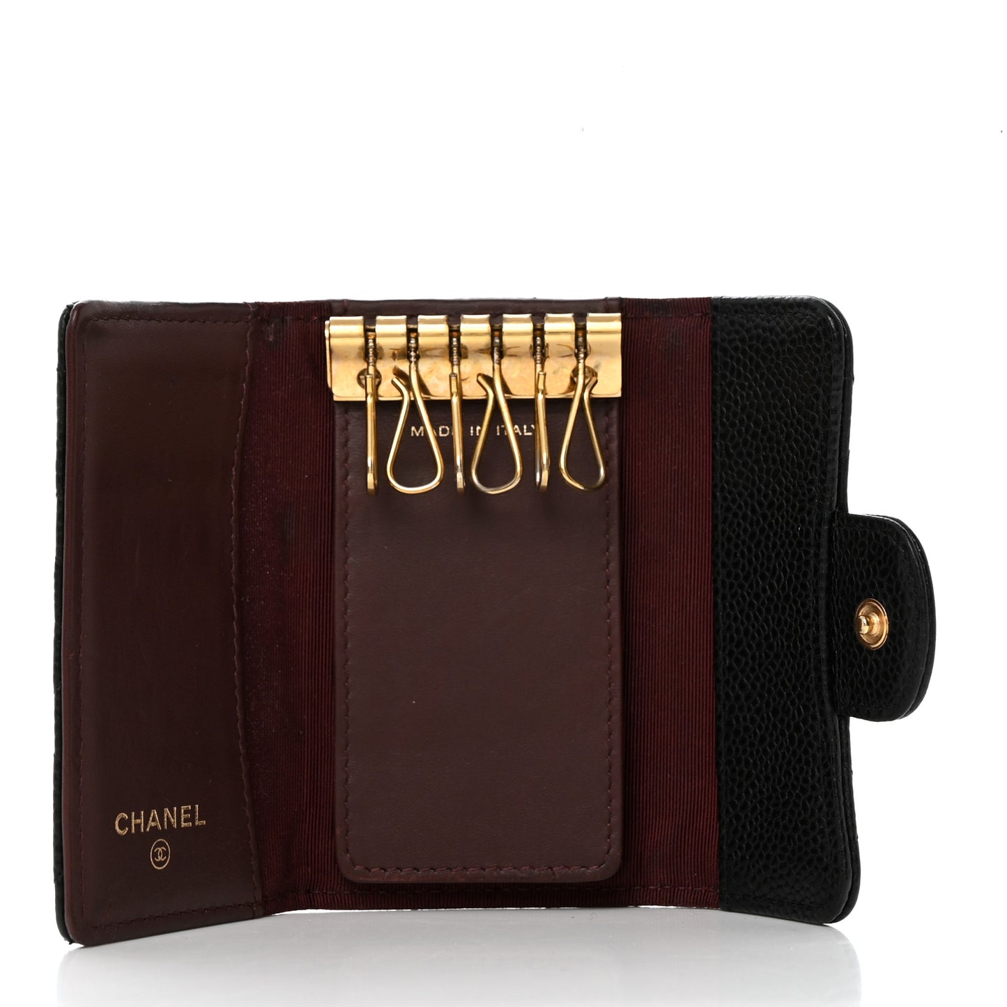 Caviar Quilted 6 Key Holder Black