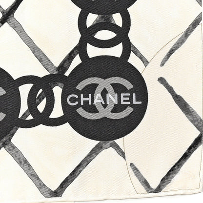 Chanel Silk Camellia CC Square Scarf Ivory 2 of 4