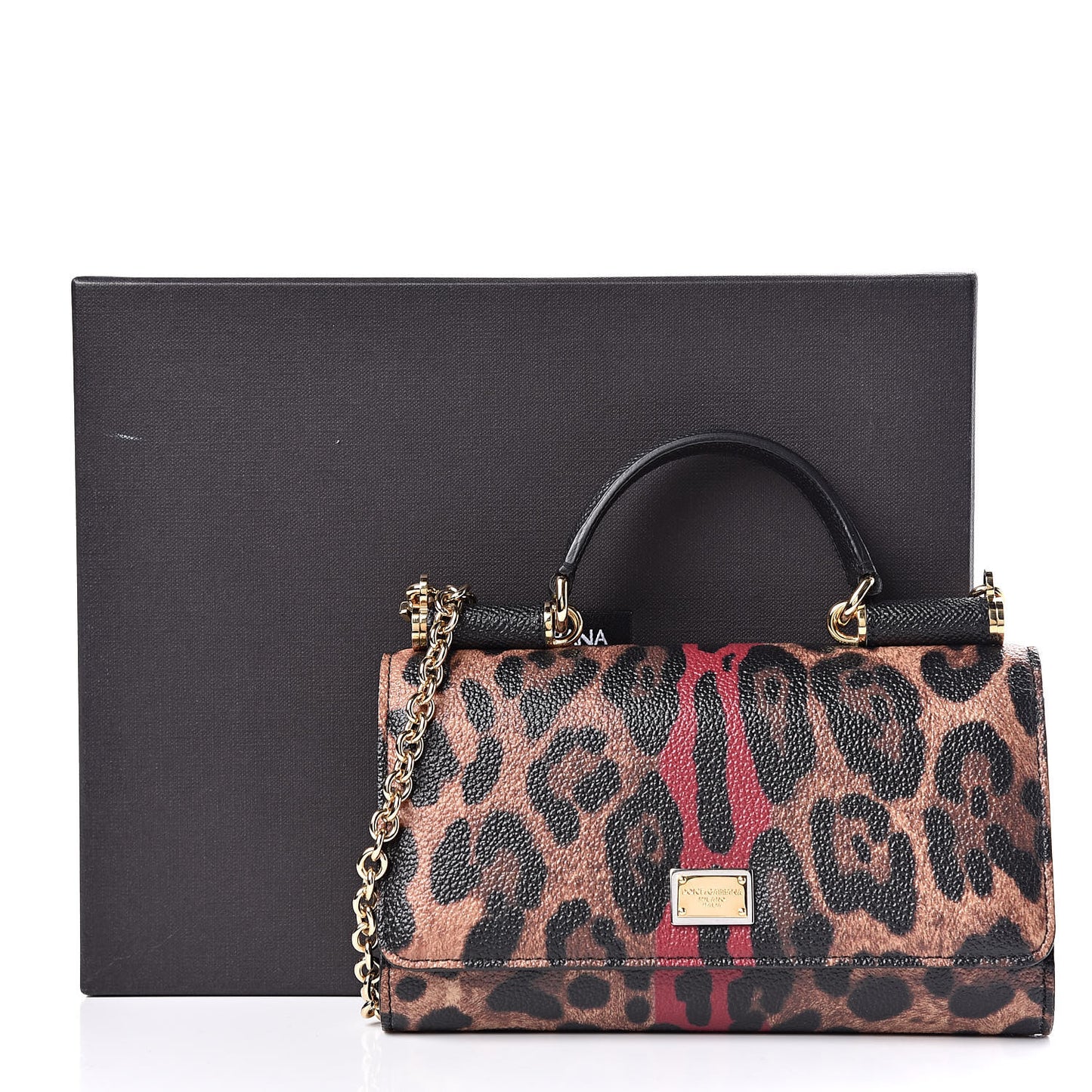 Dauphine Leopard Print Mini Von Bag Black