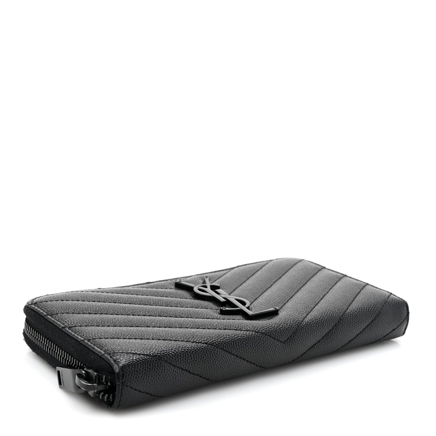 Grain De Poudre Matelasse Chevron Monogram Monochrome Zip Around Wallet Black