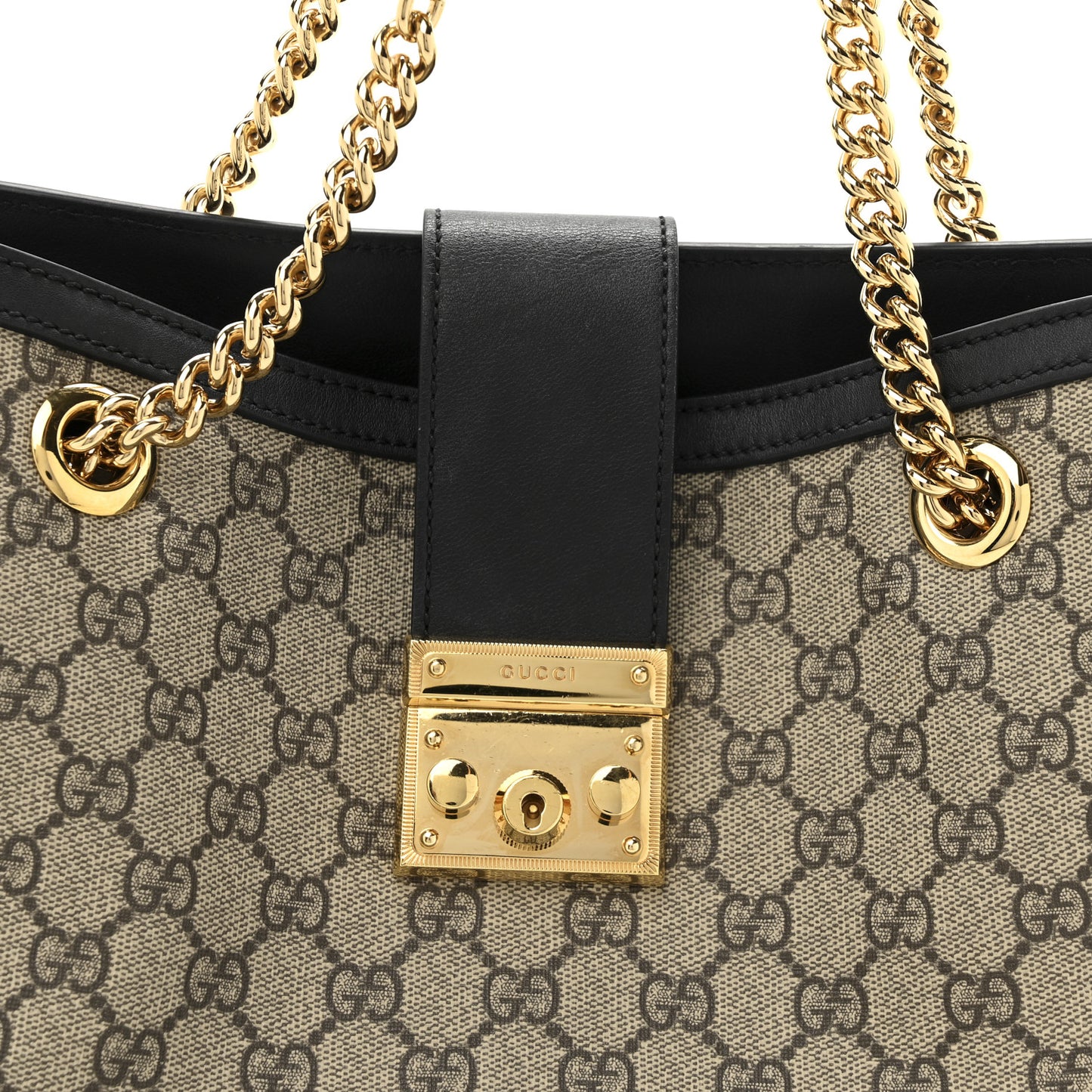 GG Supreme Monogram Medium Padlock Tote Black