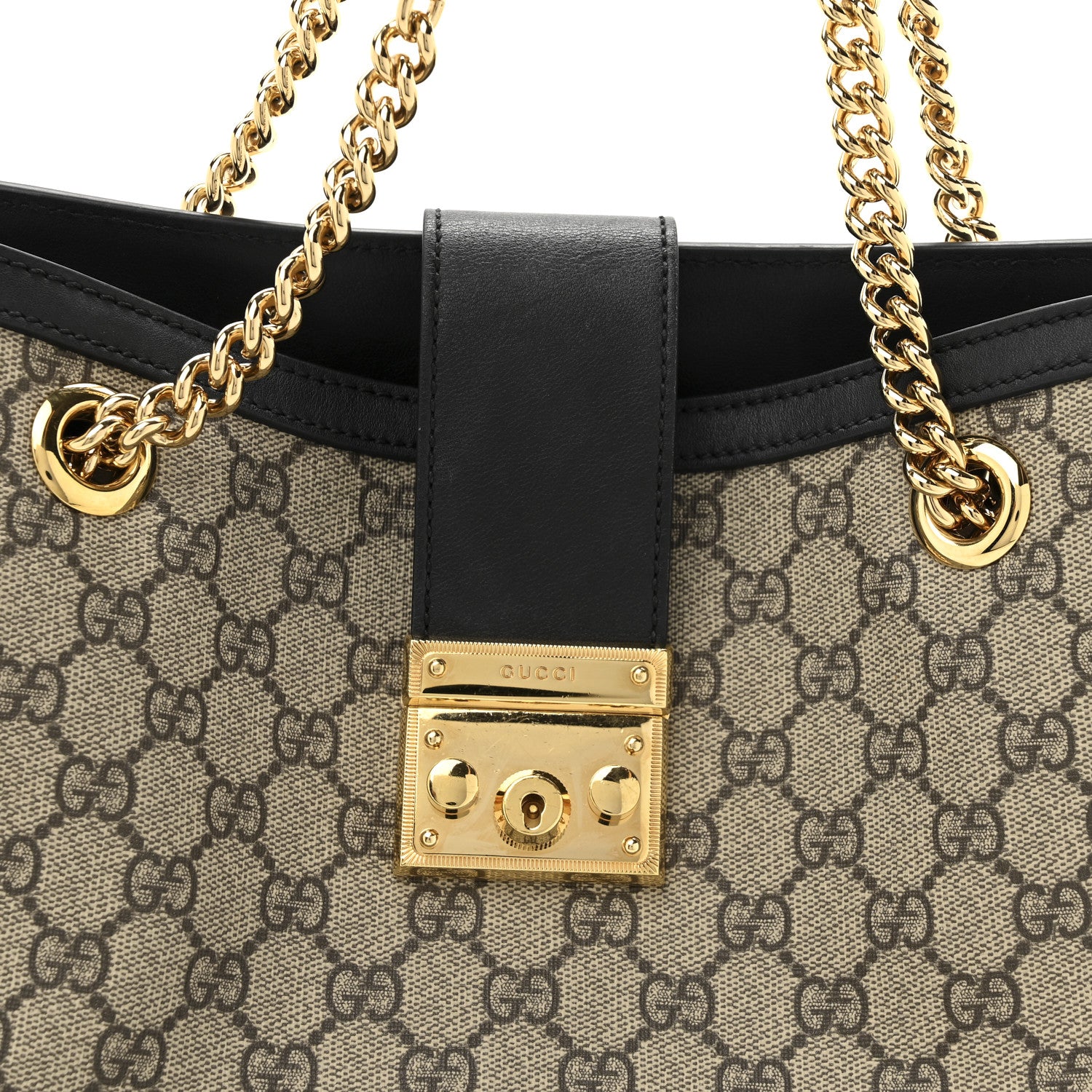 Gucci GG Supreme Monogram Medium Padlock Tote Black 8 of 14