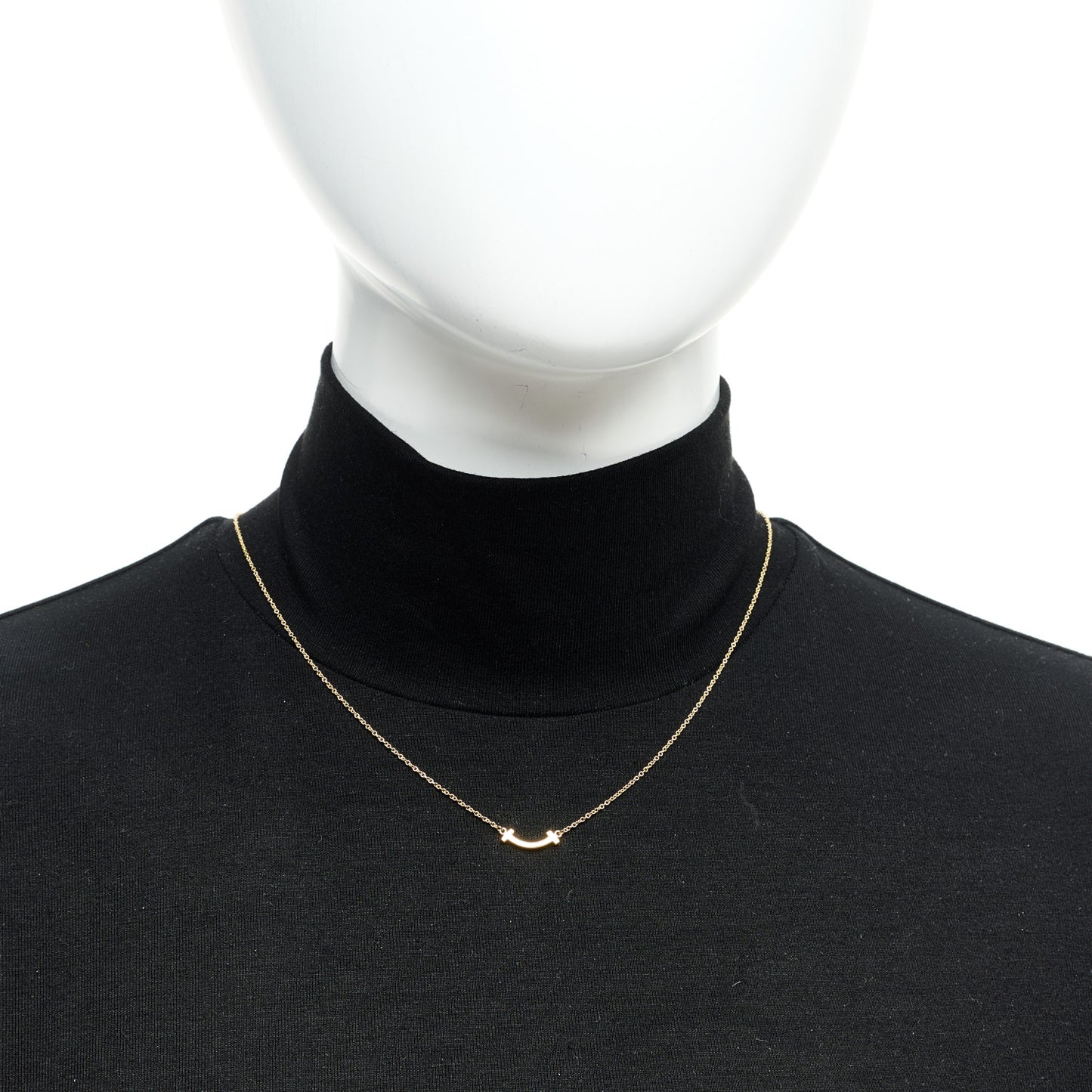 18K Yellow Gold Mini T Smile Pendant Necklace