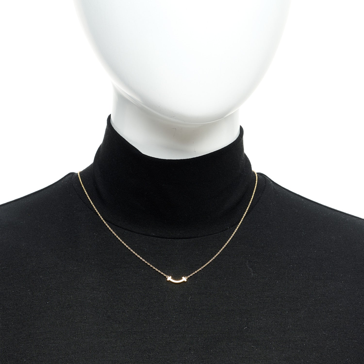 Tiffany 18K Yellow Gold Mini T Smile Pendant Necklace 4 of 4