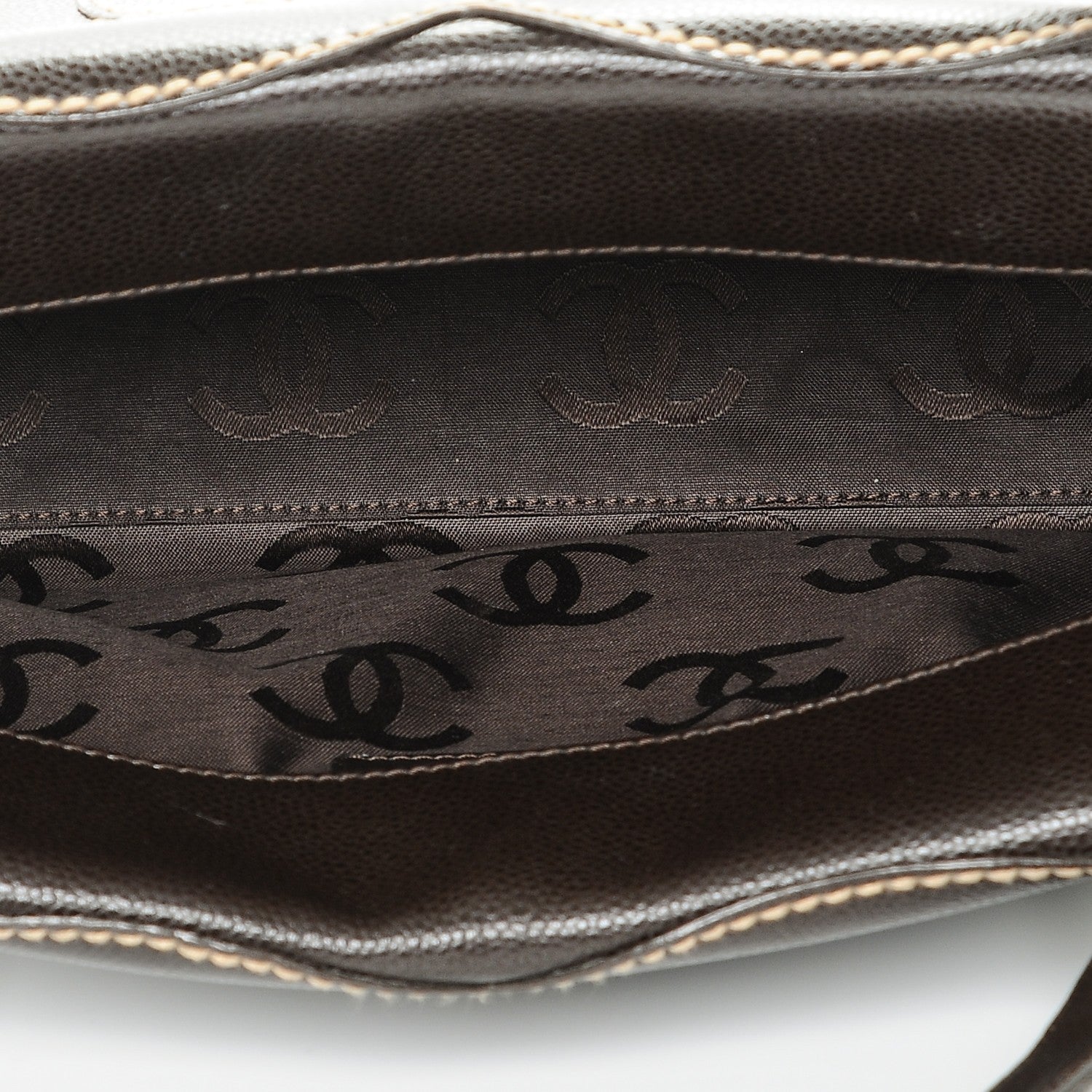 Chanel Caviar CC Stitched Small Tote Brown 5 of 7