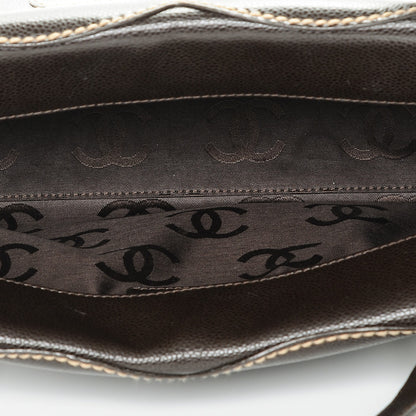 Chanel Caviar CC Stitched Small Tote Brown 5 of 7