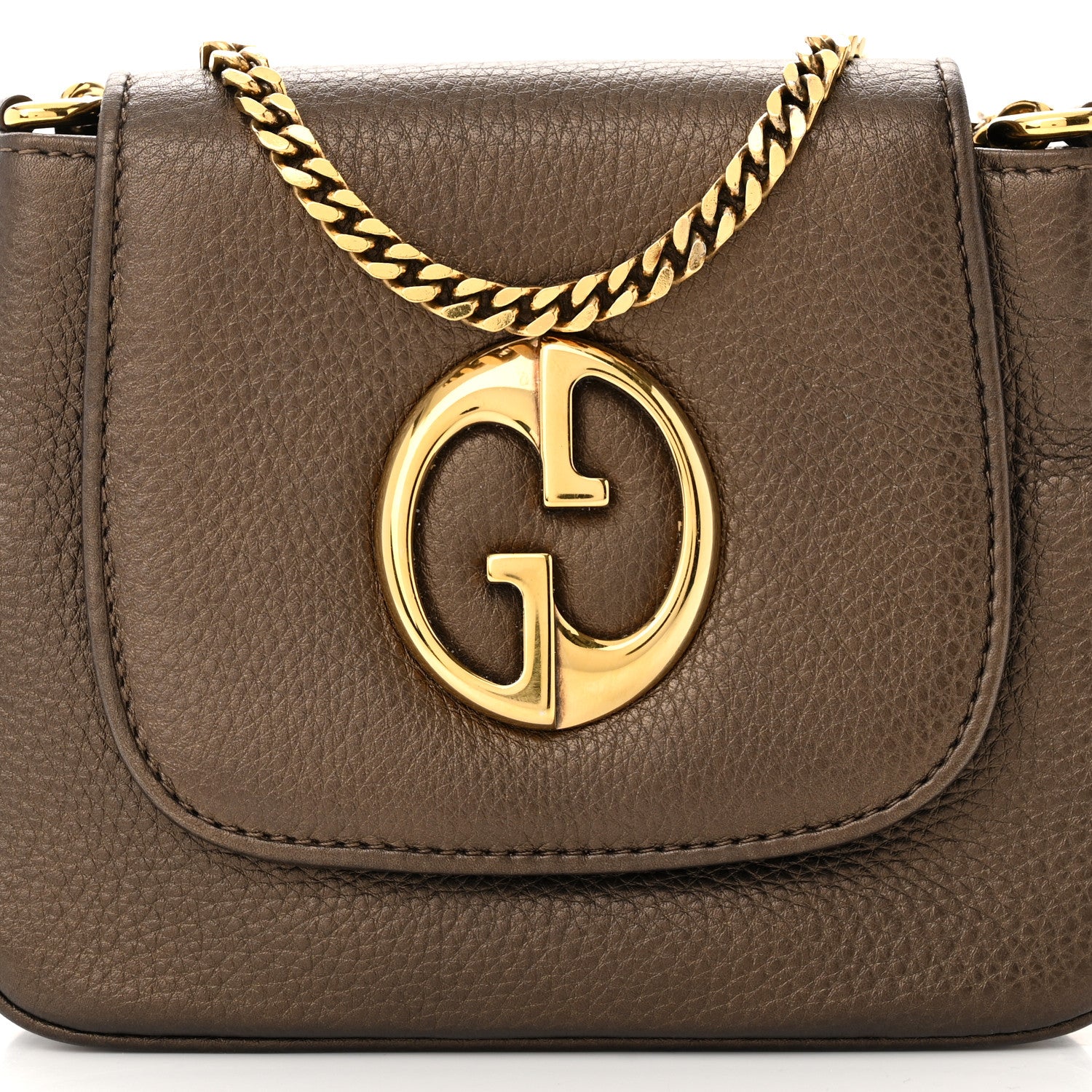 Gucci Pebbled Calfskin Small 1973 Chain Shoulder Bag Gold 8 of 12