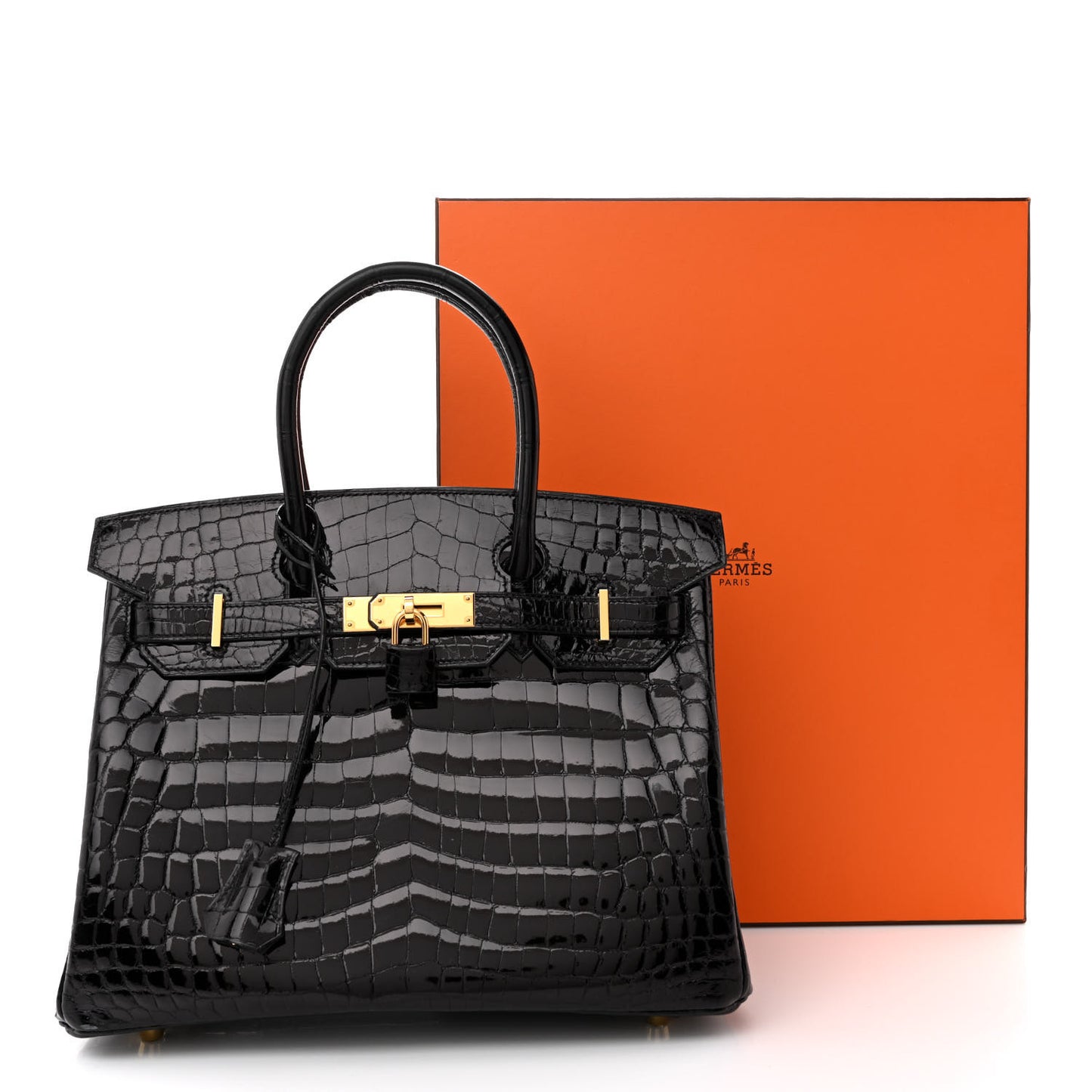 Shiny Niloticus Crocodile Birkin 30 Black