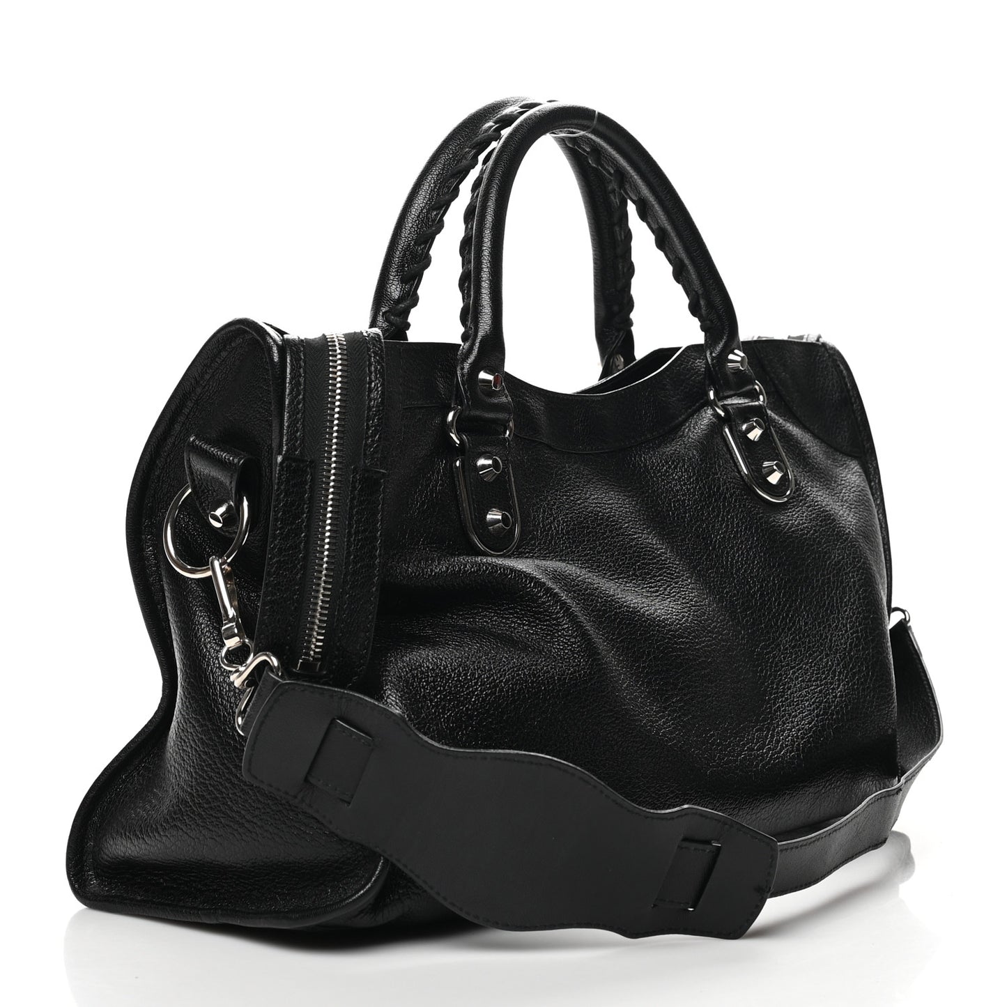 Chevre Silver Metallic Edge Hardware City Black