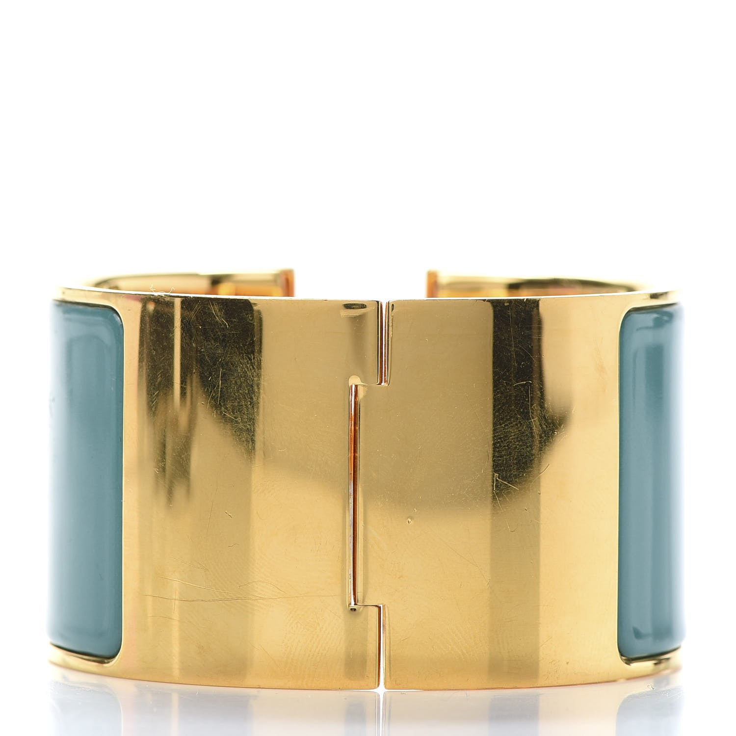 Hermes Enamel Extra Wide Clic Clac H Bracelet PM Emeraude 3 of 6