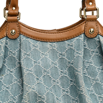 Gucci Denim Monogram Medium Sukey Tote Blue 9 of 12