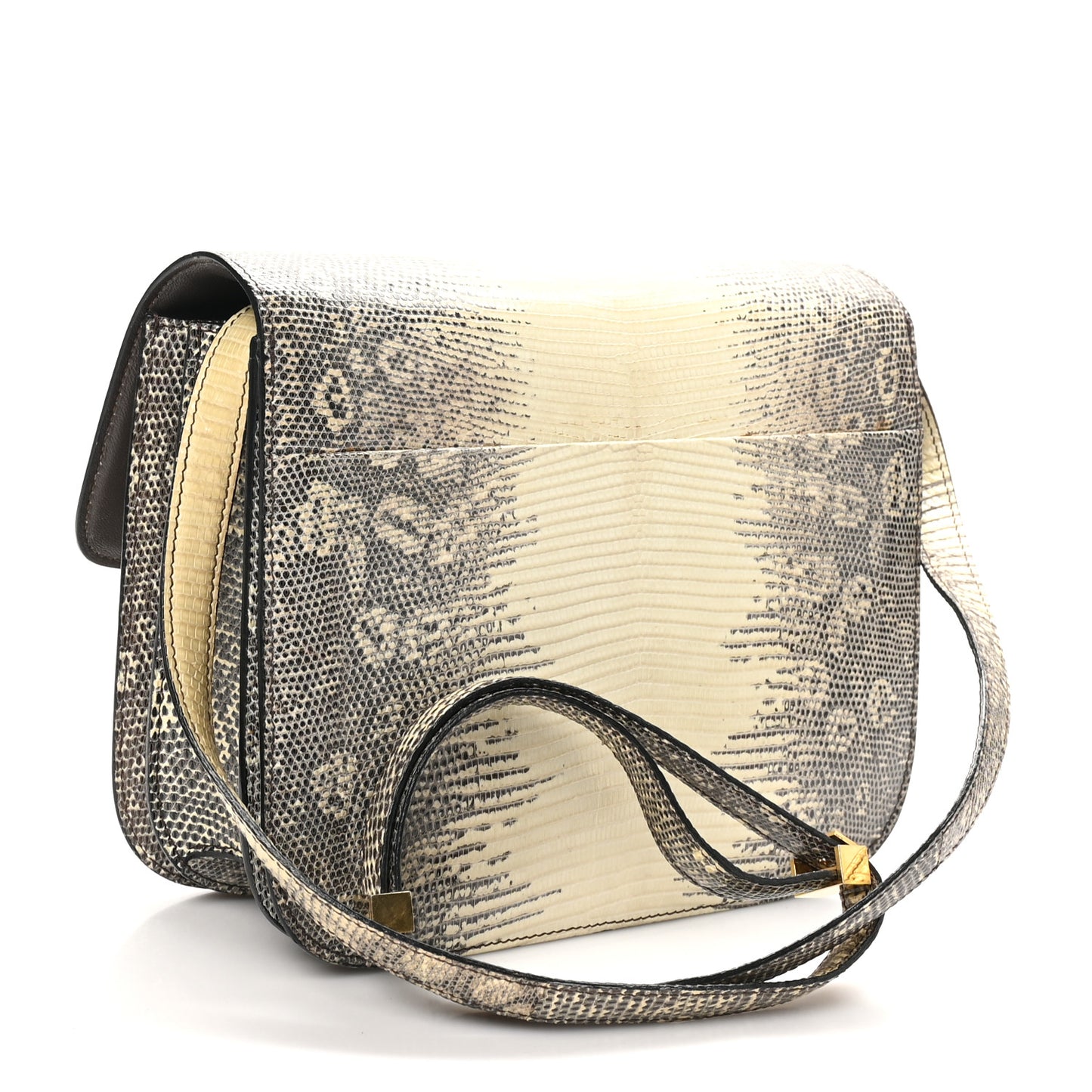 Lizard Medium Classic Box Flap Bag Natural
