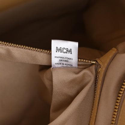 MCM Calfskin Visetos Anya Shopper Tote Beige 7 of 13