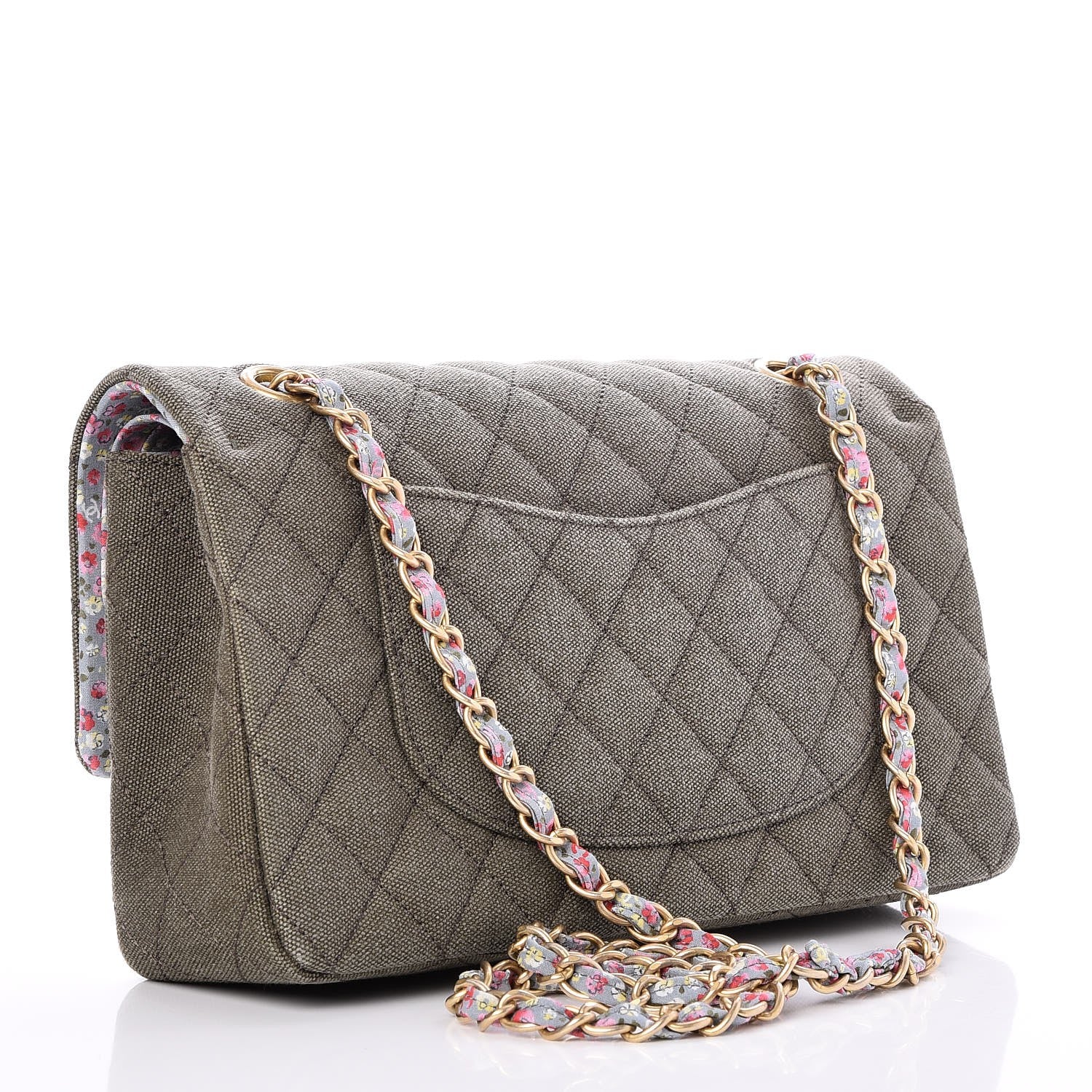 Chanel Toile Quilted Medium Cuba Double Flap Khaki 4 of 8