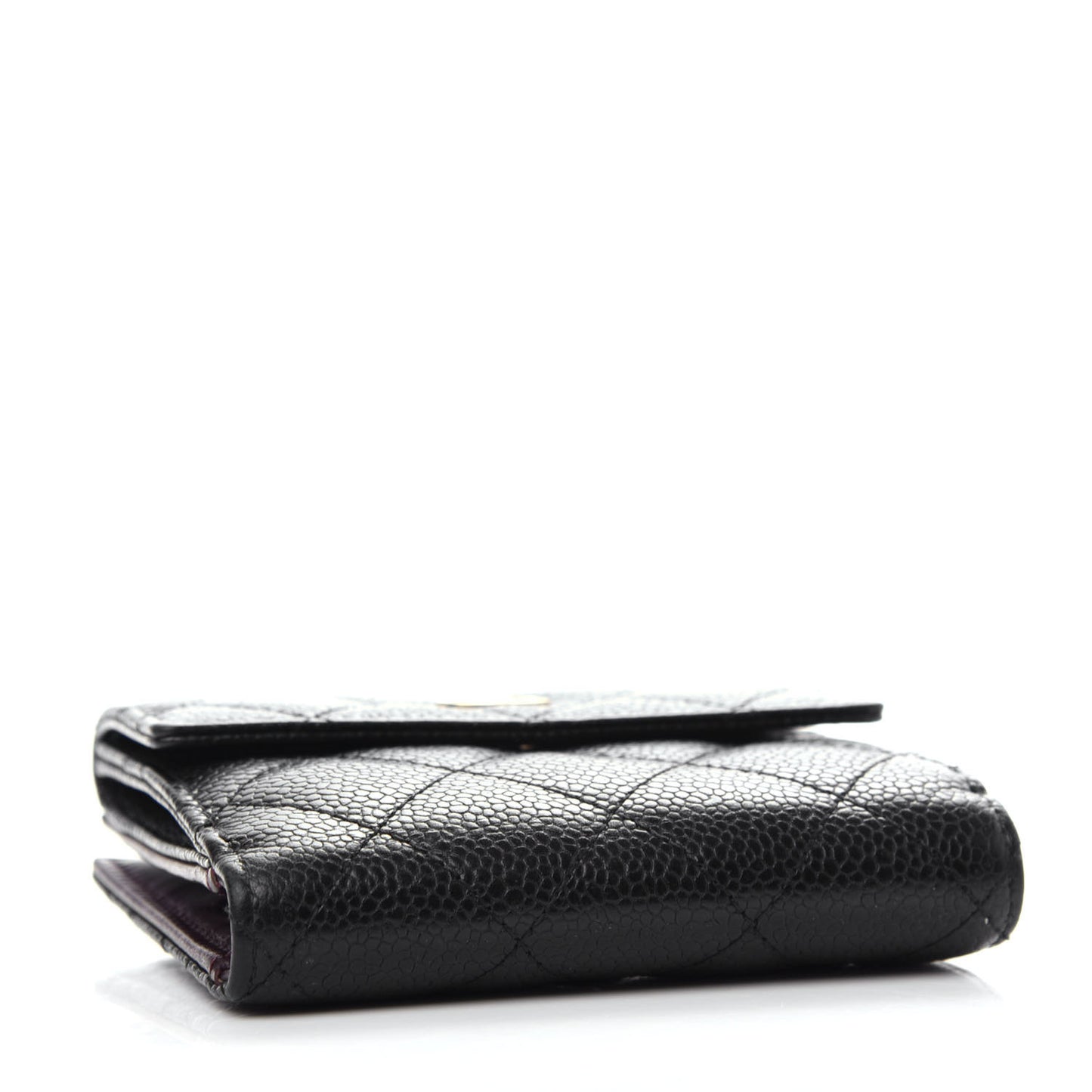 Caviar Quilted Compact French Flap Wallet Black