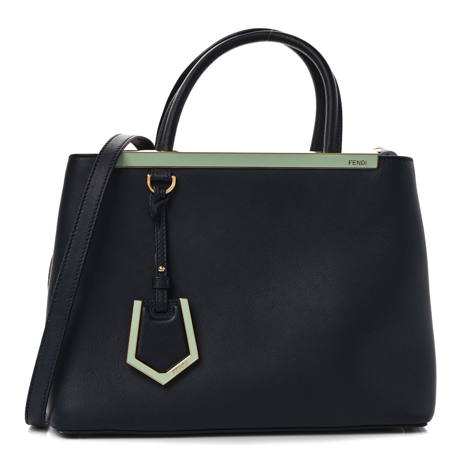 Fendi Vitello Dolce Century Petite 2Jours Tote Blue Notte Terracotta 1 of 10