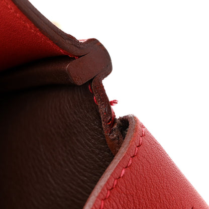 Hermes Swift Horseshoe Birkin 30 Rouge Vif Chocolate 14 of 17