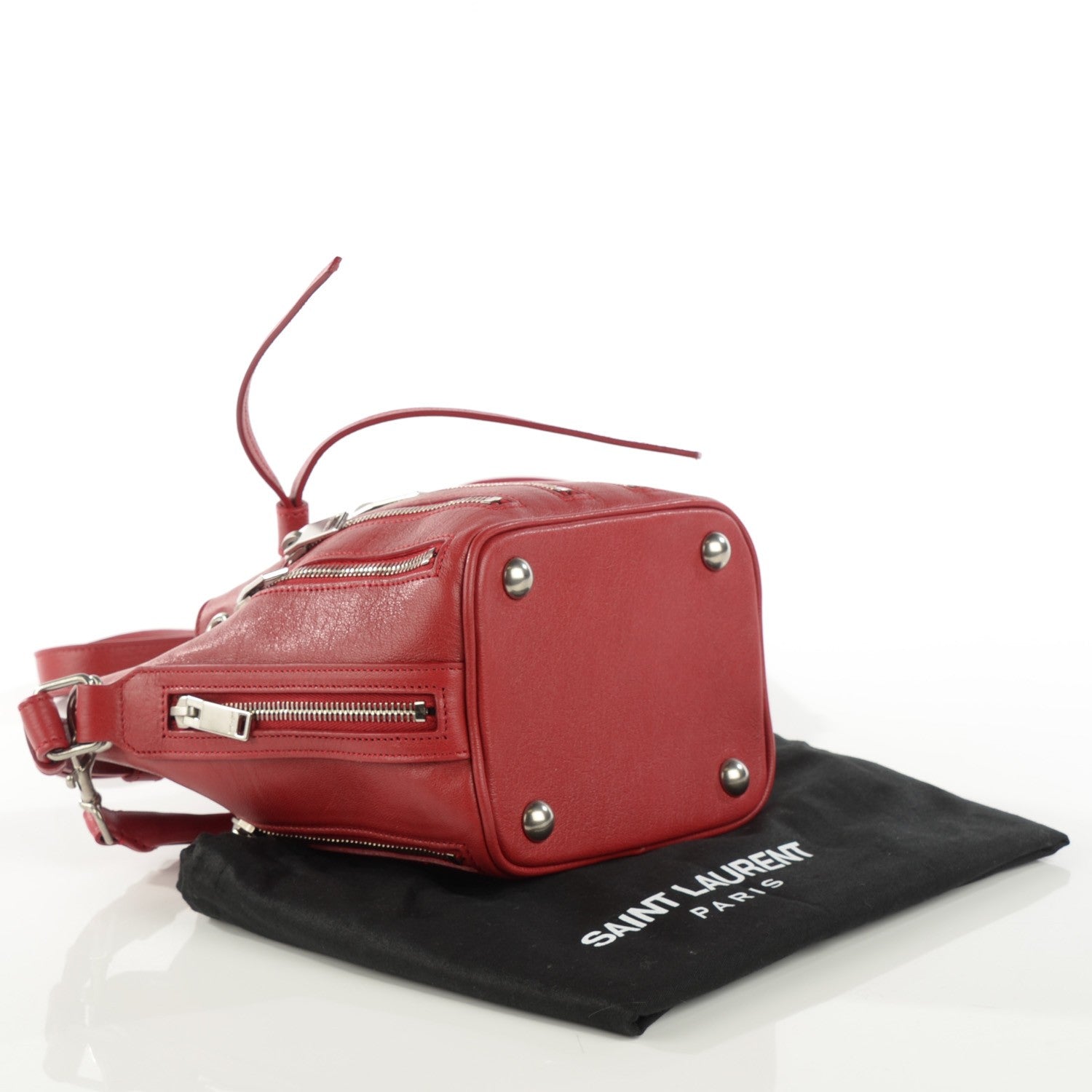 Saint Laurent Sheepskin Small Emmanuelle Zip Bucket Bag Red 4 of 8