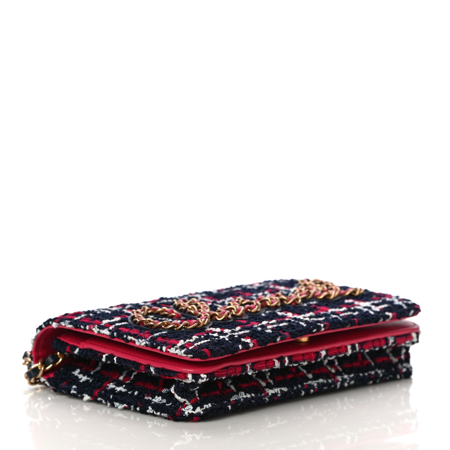 Chanel Tweed Calfskin Signe Wallet On Chain WOC Black Pink 4 of 14
