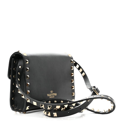Valentino Garavani Vitello Mini Rockstud Flap Wallet on Strap Black 3 of 10