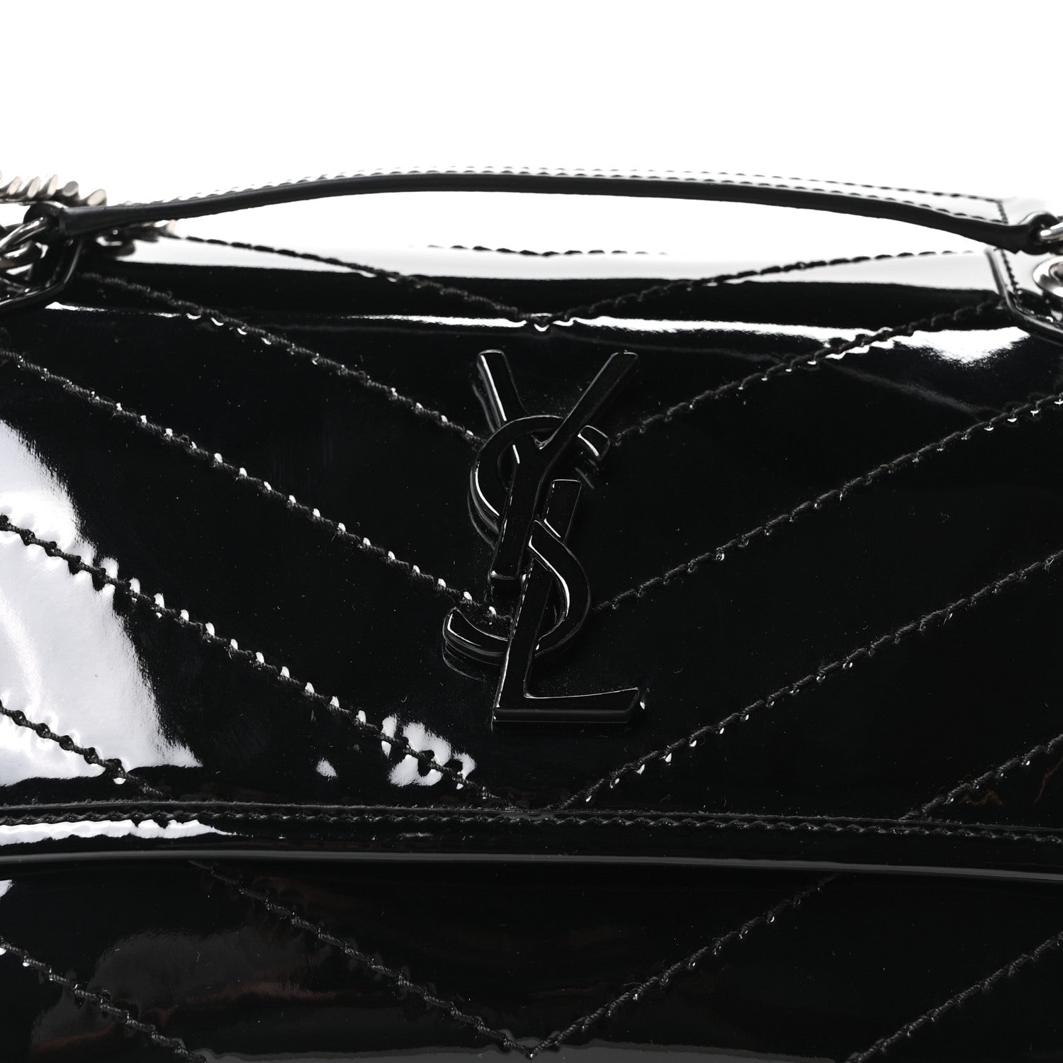 Saint Laurent Patent Calfskin Matelasse Monogram Baby Niki Chain Satchel Black 7 of 9