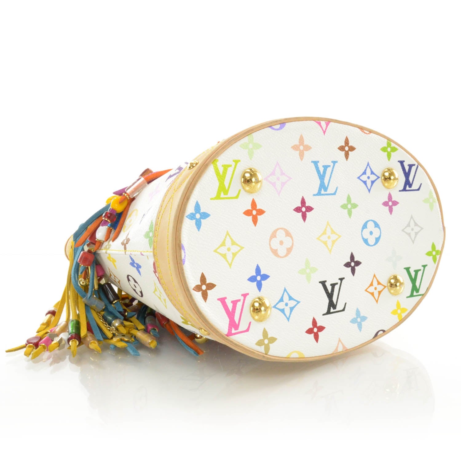 Louis Vuitton Monogram Multicolor Fringe Bucket White 5 of 10