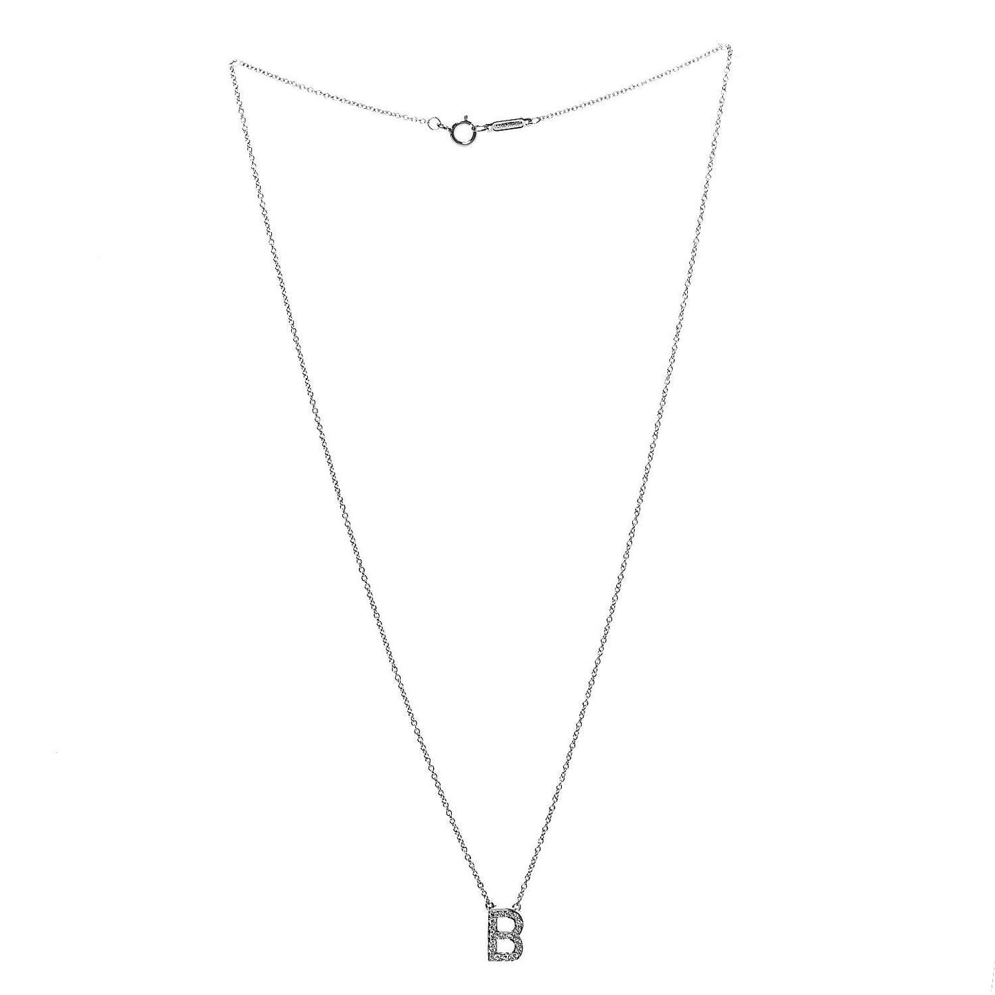 Platinum Diamond Letter B Pendant Necklace