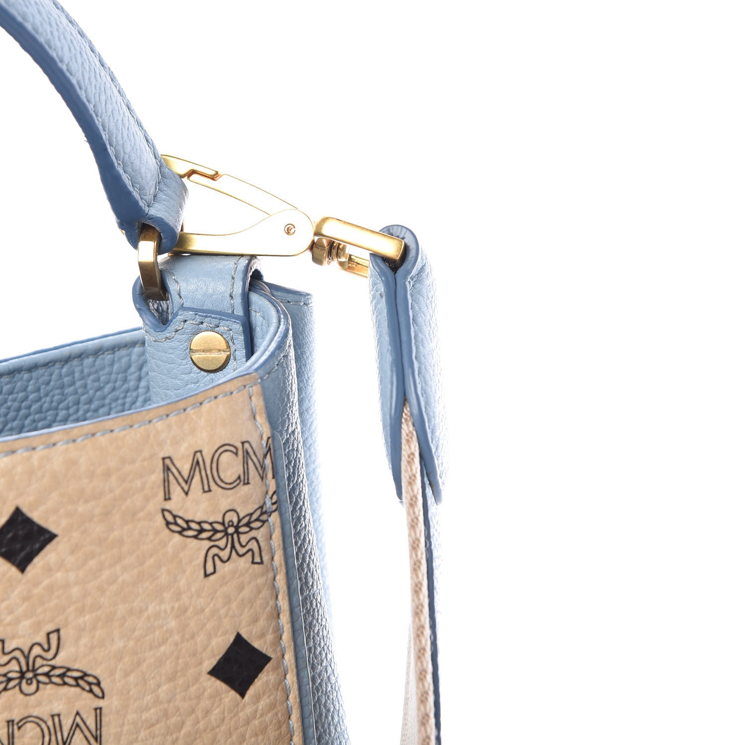 MCM Visetos Small Corina Shoulder Bag Beige Sky Blue 13 of 19