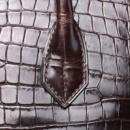 Hermes Shiny Porosus Crocodile Birkin 35 Cocoan 8 of 31