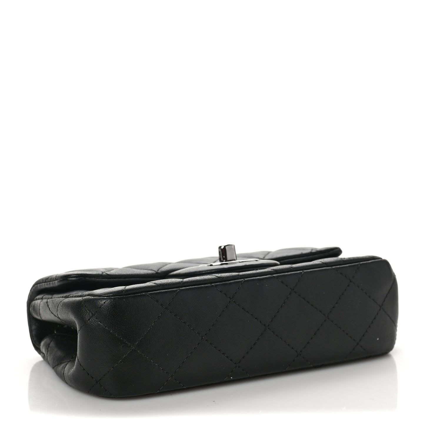 Lambskin Quilted Extra Mini Rectangular Flap Black