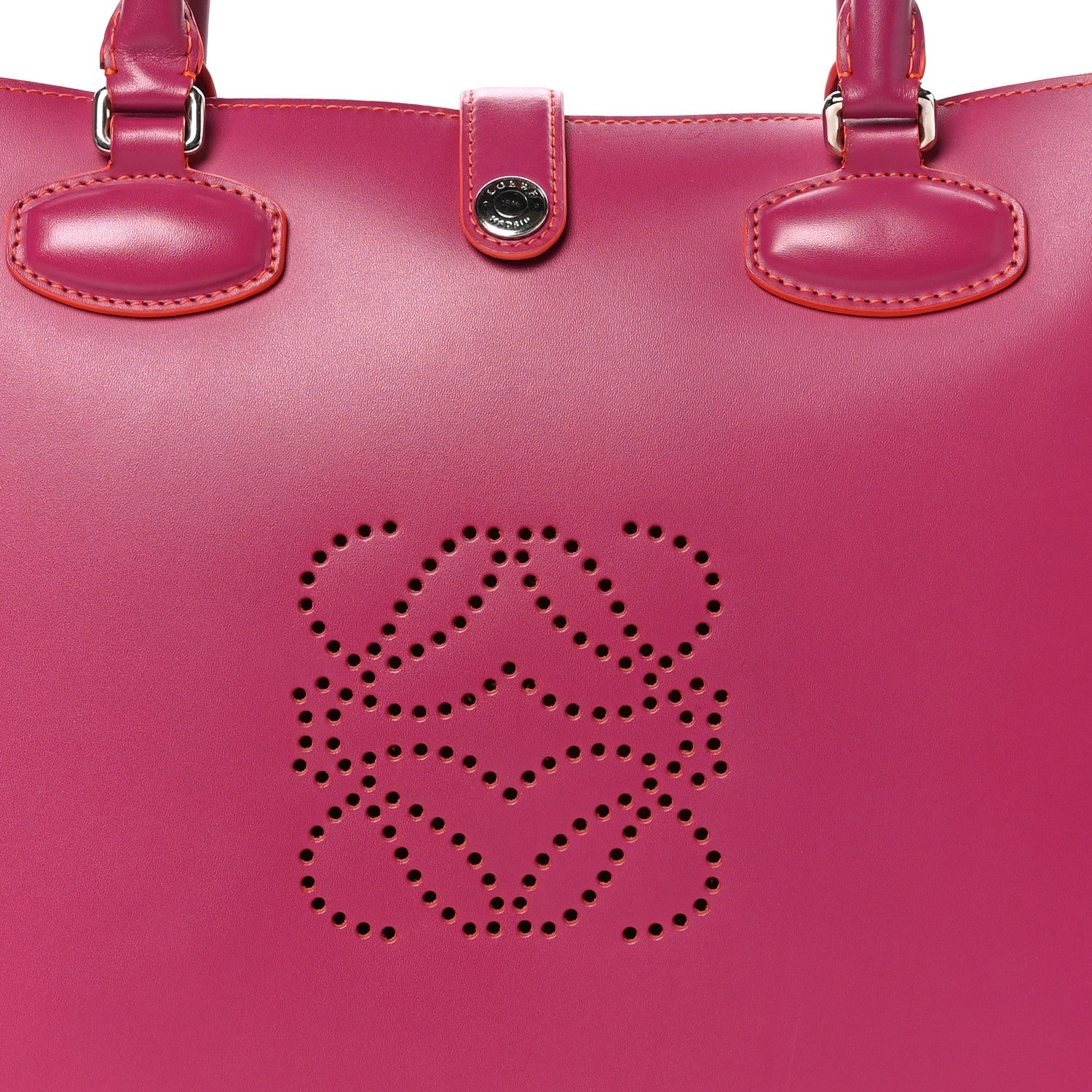 Loewe Smooth Calfskin Perforated Leo Bag Fuchsia 7 of 13
